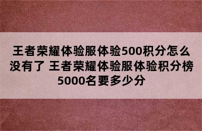 王者荣耀体验服体验500积分怎么没有了 王者荣耀体验服体验积分榜5000名要多少分